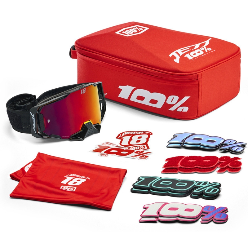 Motorcrossbril 100% Armega Hiper Jett Special met rood plexiglas