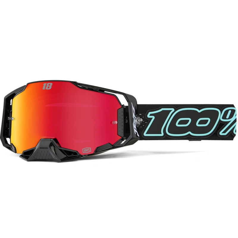 Motorcrossbril 100% Armega Hiper Jett Special met rood plexiglas