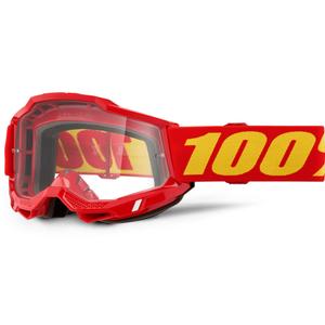 Motorcrossbril 100% Accuri 2 rood met helder plexiglas