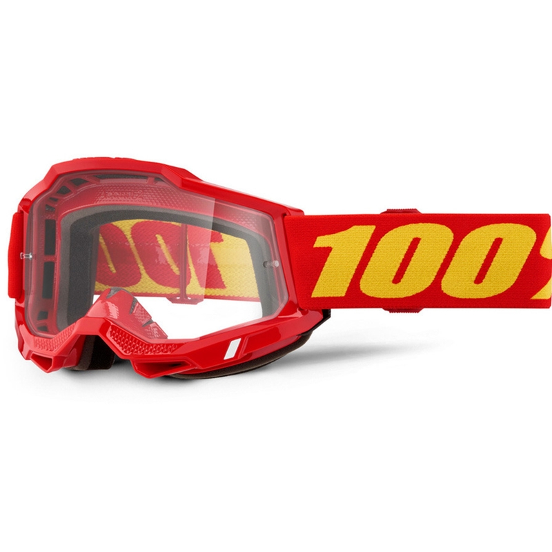 Motorcrossbril 100% Accuri 2 rood met helder plexiglas