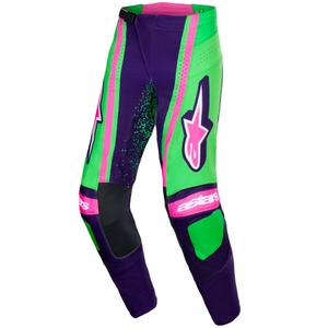 Alpinestars Techstar Nomur crossbroek donkerpaars-groen-fluo roze