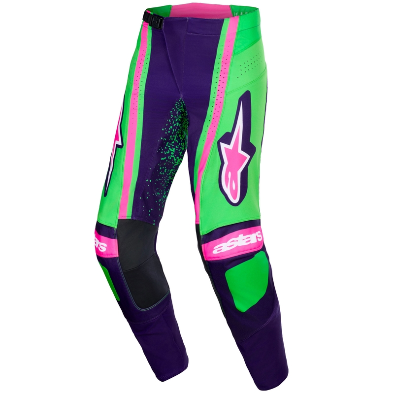 Alpinestars Techstar Nomur crossbroek donkerpaars-groen-fluo roze