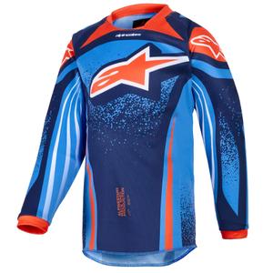 Alpinestars Racer Nomur Kindercrossshirt Donkerblauw-Oranje-Zwart