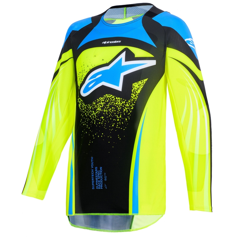 Alpinestars Techstar Nomur Kids Motocross Jersey Donkerblauw-Fluo Geel-Blauw