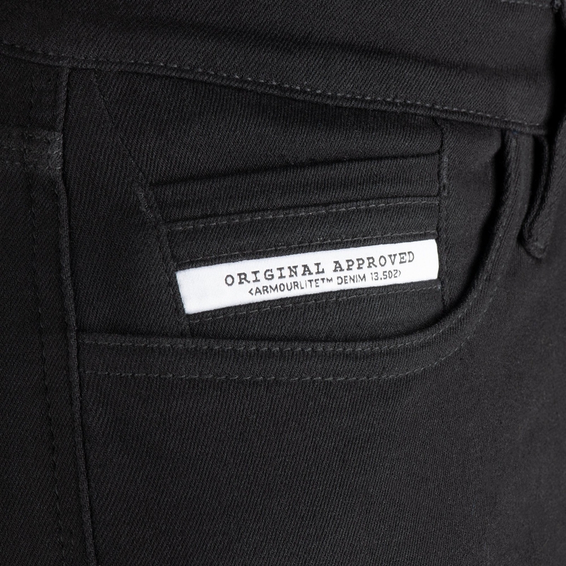 OXFORD ORIGINAL APPROVED SUPER STRETCH JEANS AA SLIM FIT cropped motorjeans zwart