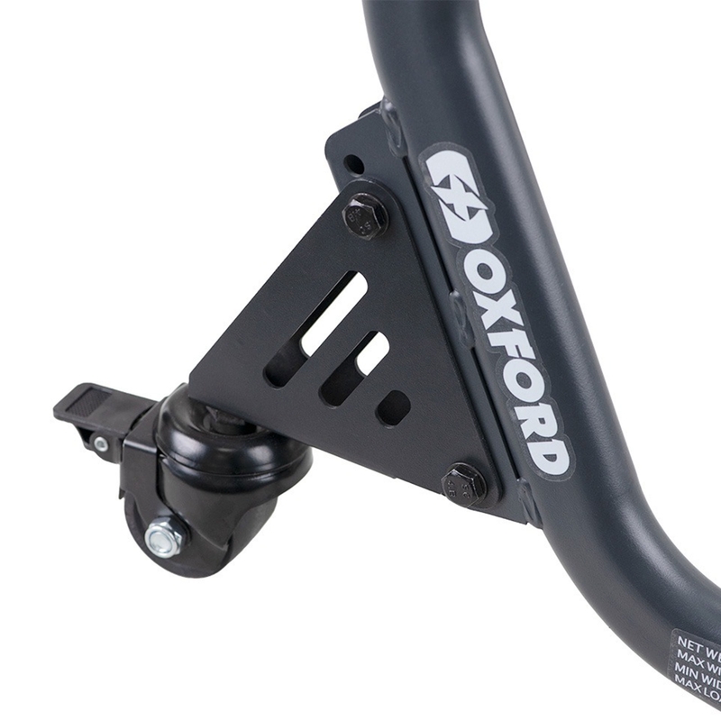 Oxford Zero-G rocker motorfiets achterstandaard met extra wiel, zwart