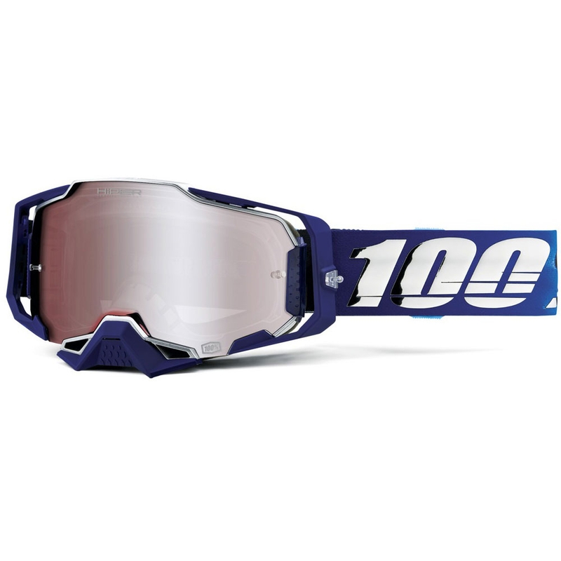 Motorcrossbril 100% ARMEGA Hiper Novel met zilverkleurig plexiglas