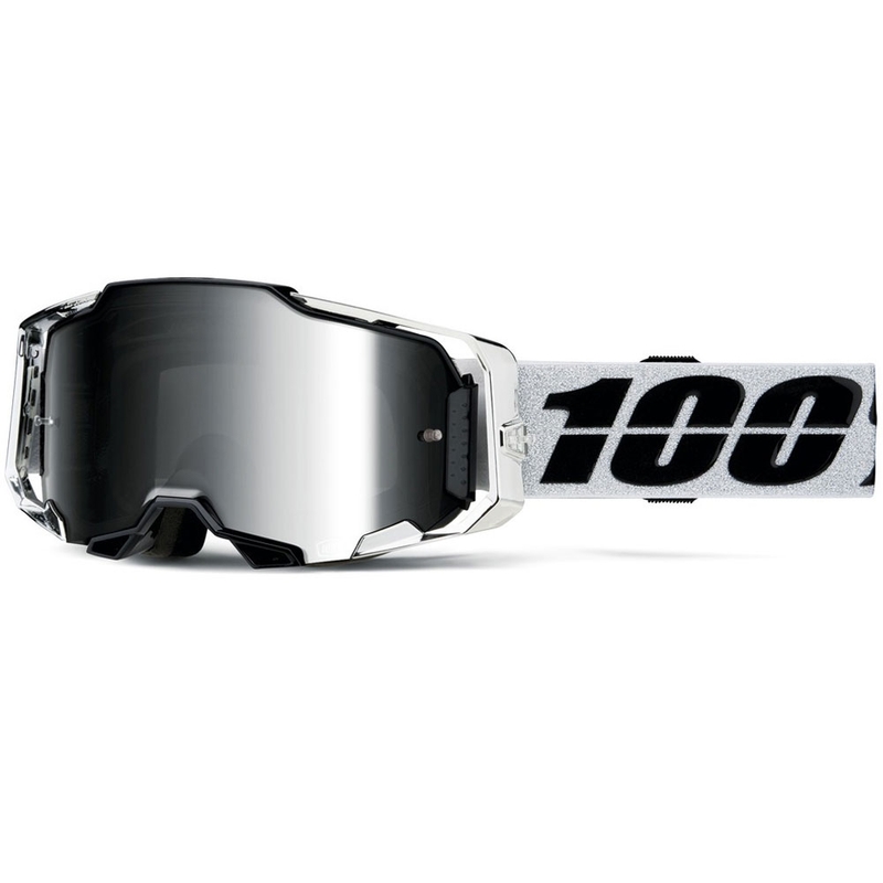 Motorcrossbril 100% ARMEGA Atac met zilverkleurig plexiglas