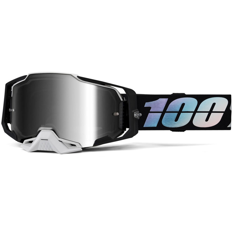 Motorcrossbril 100% ARMEGA Krisp met zilverkleurig plexiglas
