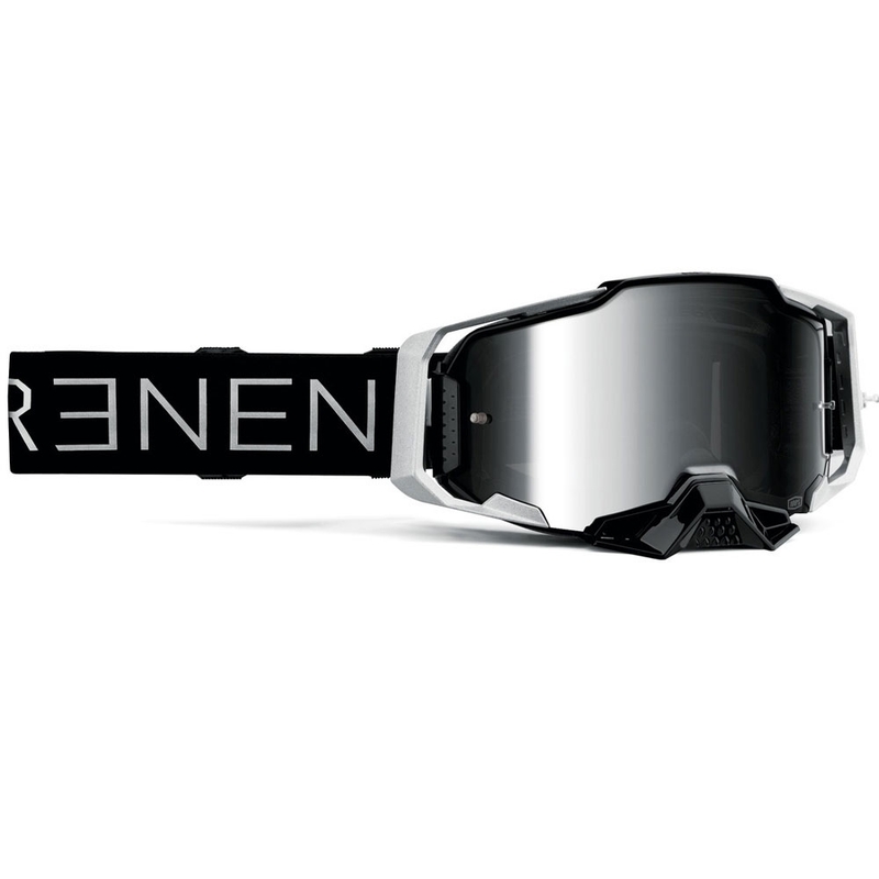 Motorcrossbril 100% ARMEGA Reneen S2 met zilverkleurig plexiglas