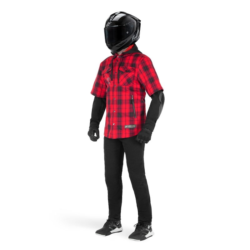 Alpinestars MO.ST.EQ Tartan motorshirt rood-zwart