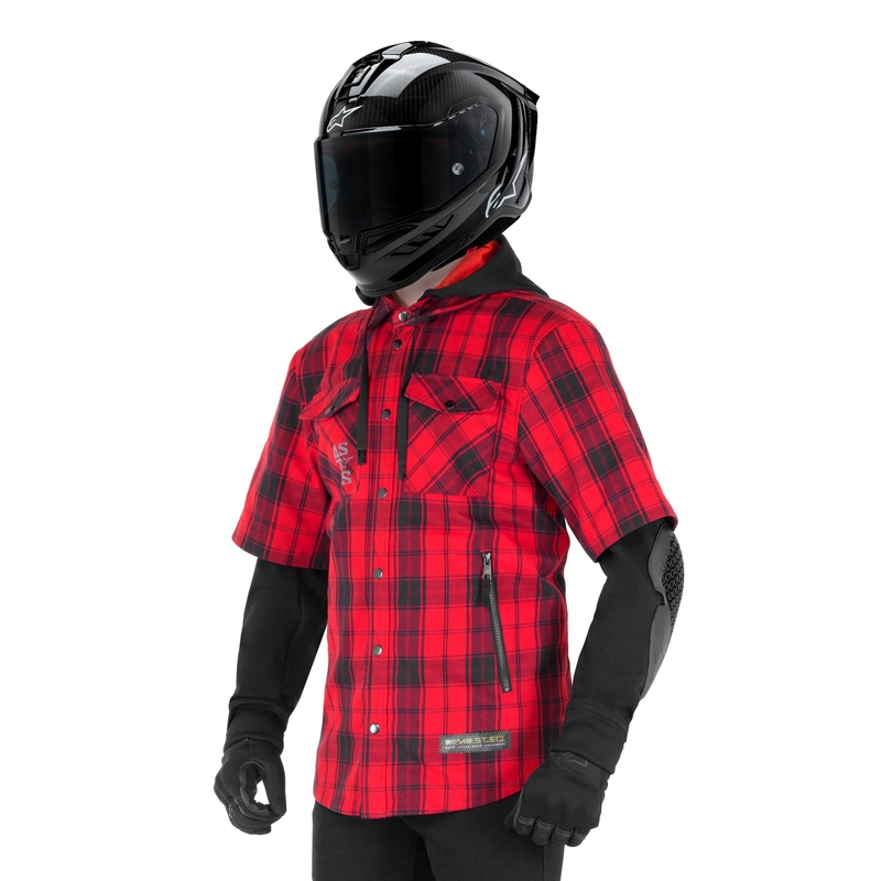 Alpinestars MO.ST.EQ Tartan motorshirt rood-zwart