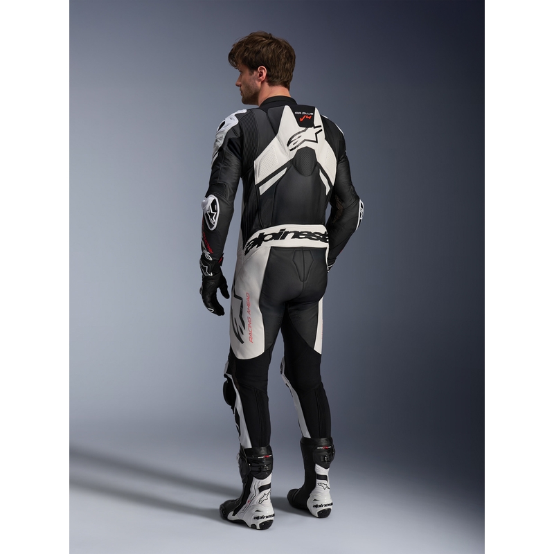 Alpinestars GP Plus V4 Sprint Eendelig Leren Pak, Tech-Air Compatibel Zwart-Wit-Rood Fluo
