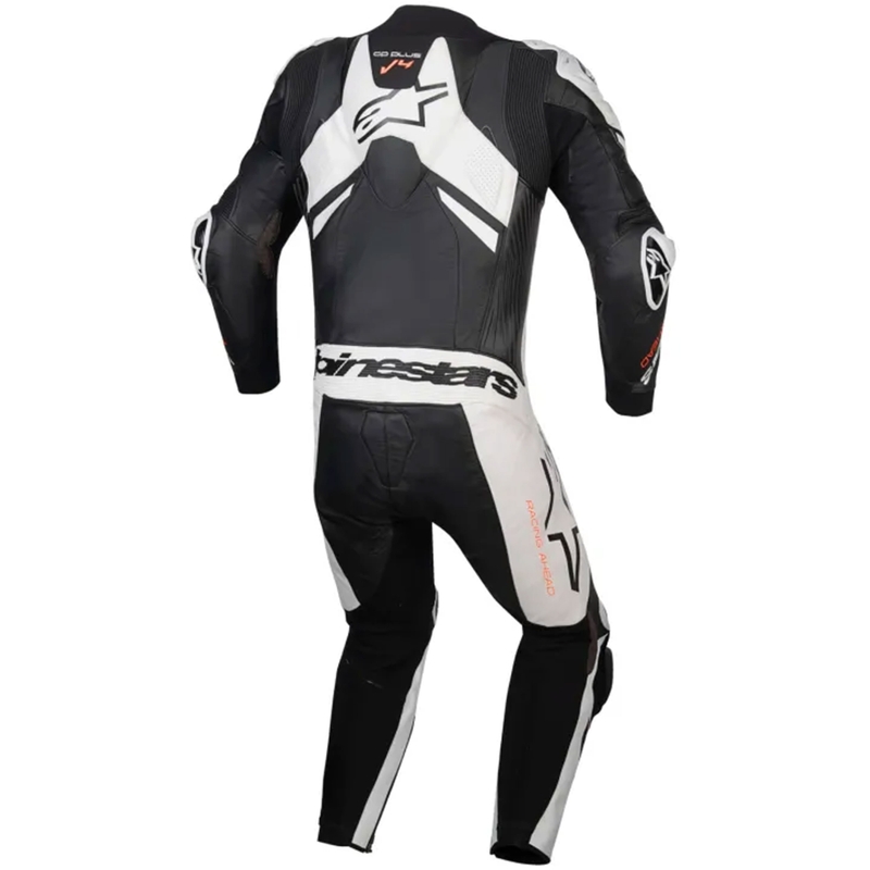 Alpinestars GP Plus V4 Sprint Eendelig Leren Pak, Tech-Air Compatibel Zwart-Wit-Rood Fluo
