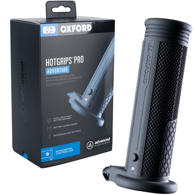 Oxford Hotgrips PRO Adventure verwarmde handvatten met geïntegreerde bedieningselementen in het handvat
