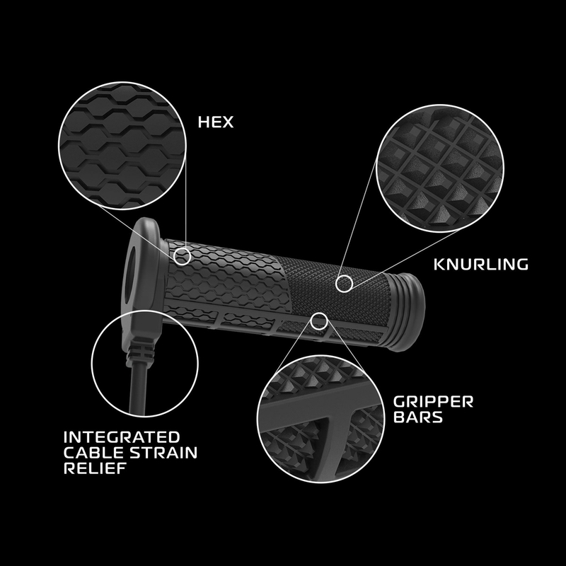 Oxford Hotgrips PRO Adventure verwarmde handvatten met geïntegreerde bedieningselementen in het handvat