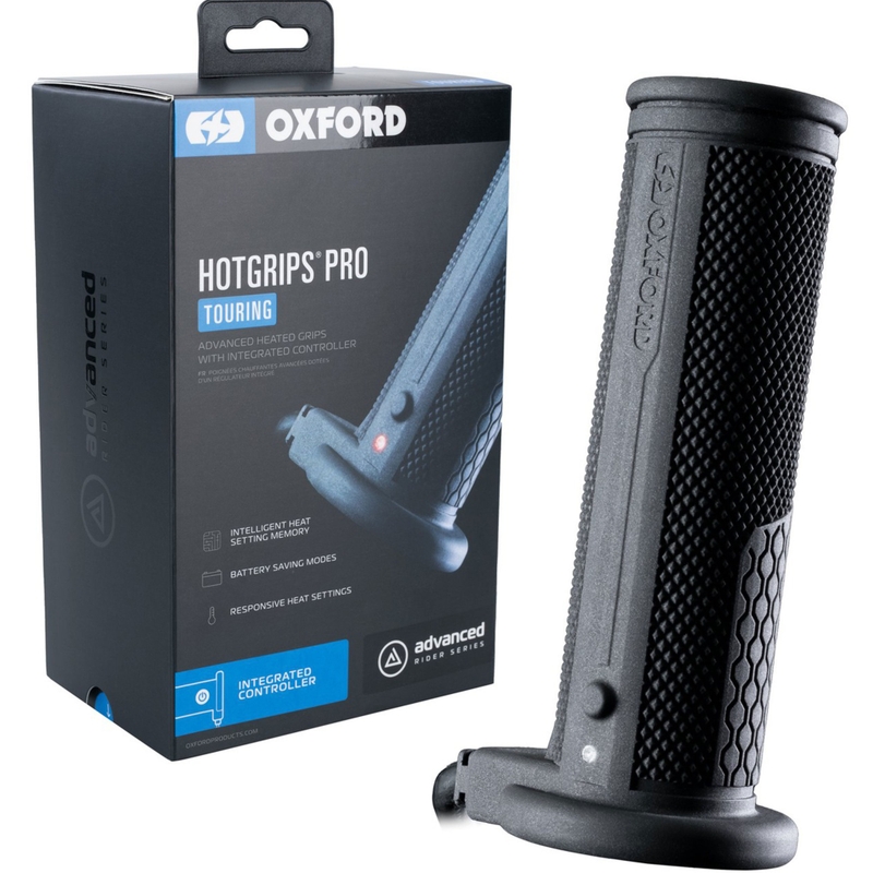 Oxford Hotgrips PRO Touring verwarmde handvatten met geïntegreerde bedieningselementen in het handvat