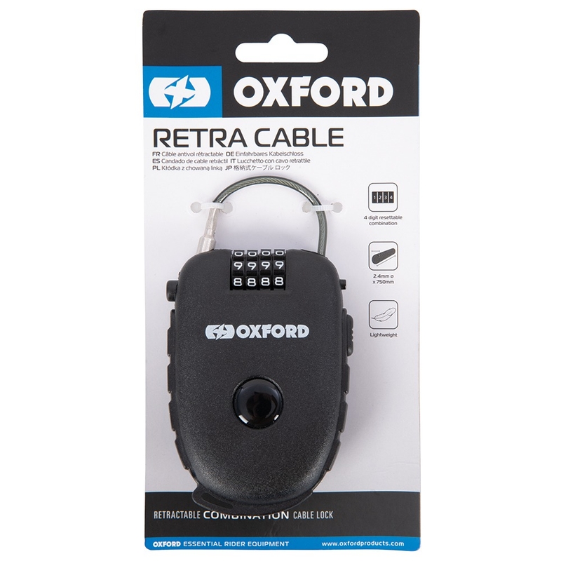 Oxford intrekbaar combinatieslot zwart
