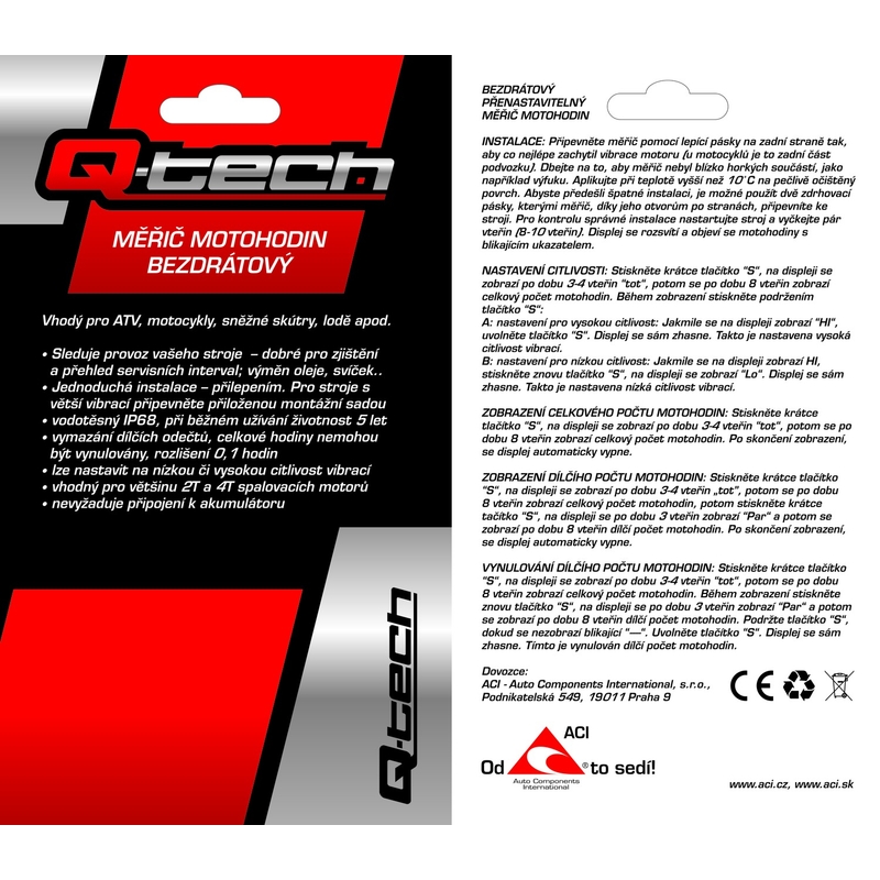 Draadloze urenteller met resetbare teller Q-TECH zwart