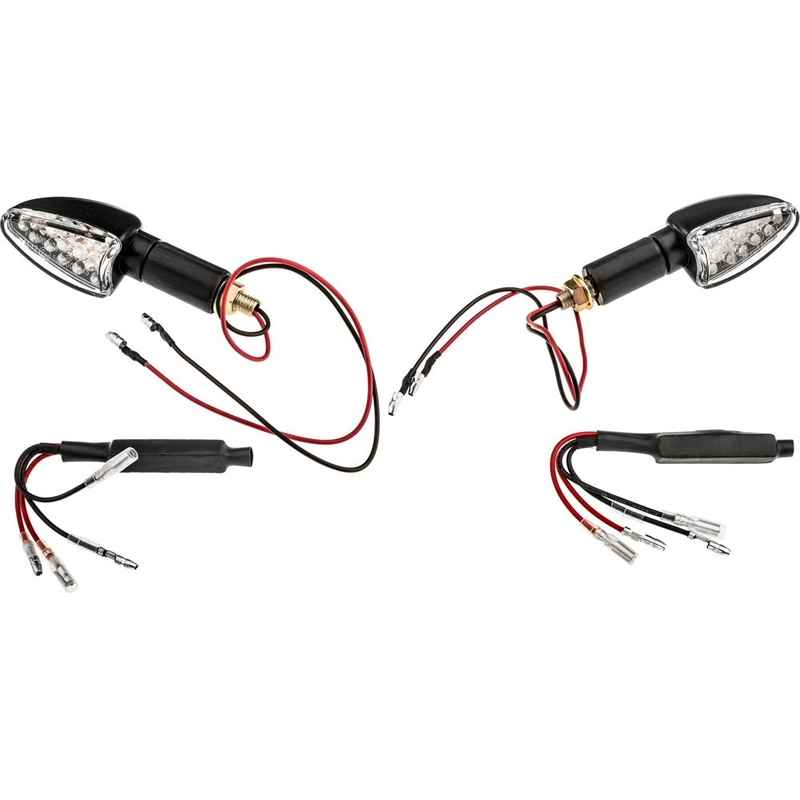 Oxford LED Arrow richtingaanwijzers lang met heldere lens en zwarte behuizing