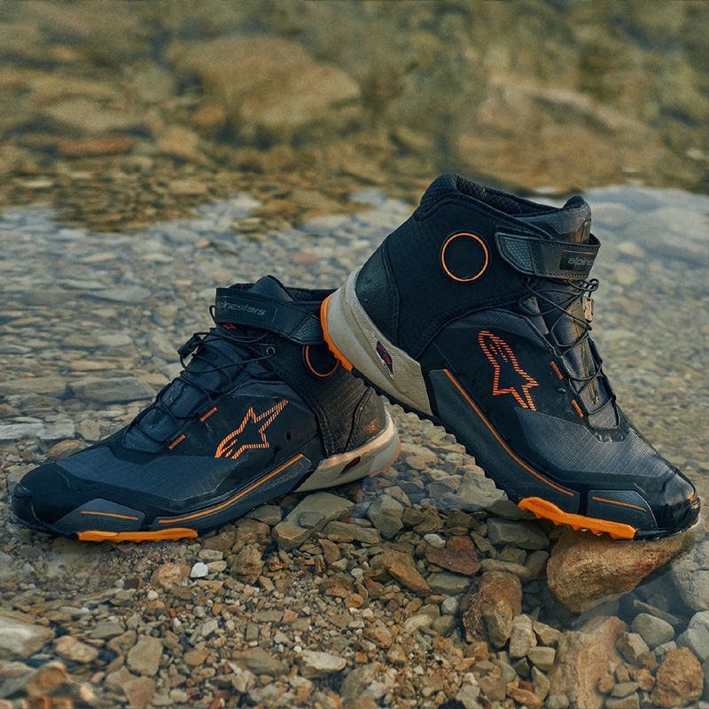 Alpinestars CR-X Drystar motorlaarzen zwart-bruin-oranje