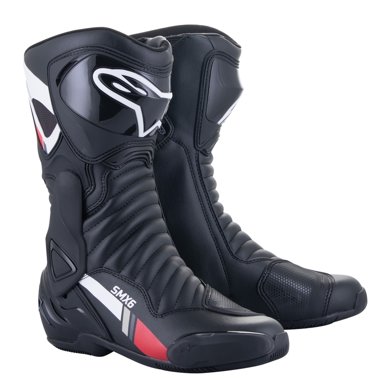 Alpinestars S-MX 6 motorlaarzen zwart-wit-grijs-rood