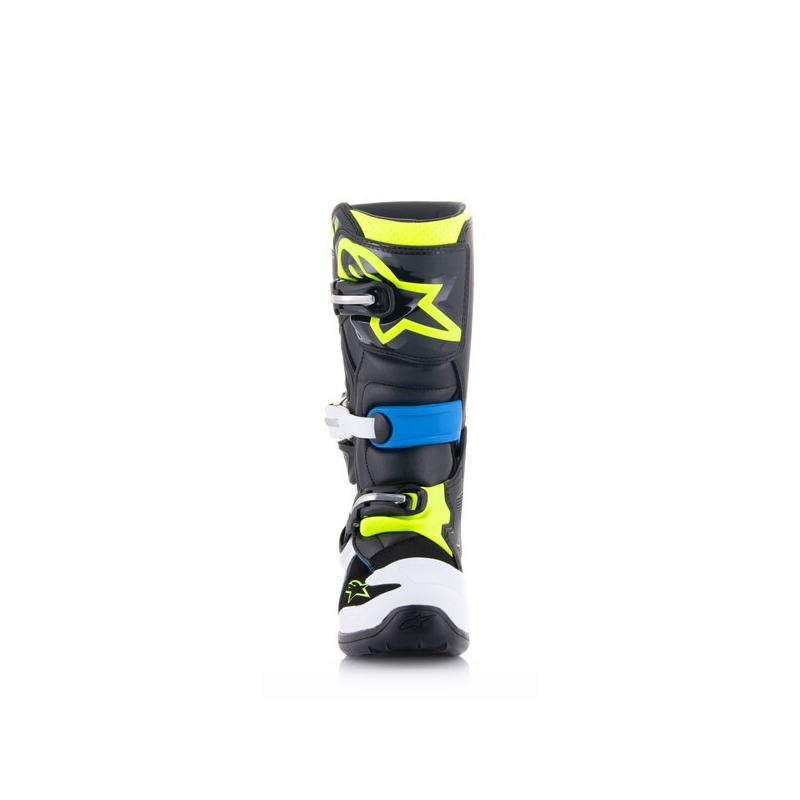 Alpinestars Tech 7 S kindermotorlaarzen zwart-wit-fluo geel-blauw