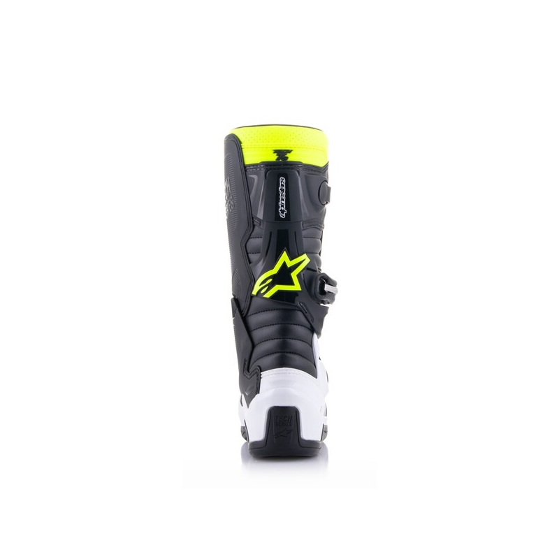 Alpinestars Tech 7 S kindermotorlaarzen zwart-wit-fluo geel-blauw