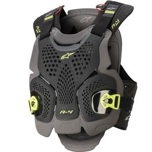 Alpinestars A-4 MAX borstbeschermer zwart-antraciet-fluogeel