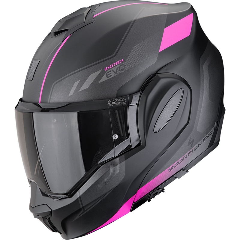 Scorpion EXO-TECH EVO Socius opklapbare motorhelm mat zwart-roze