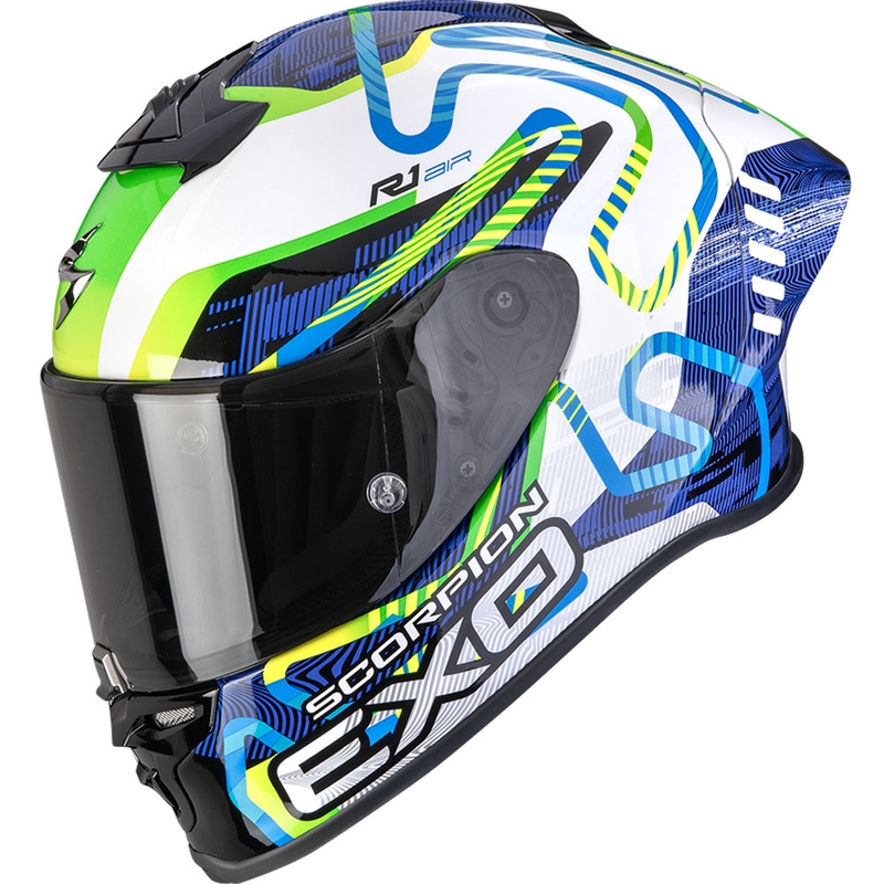 Scorpion EXO-R1 EVO II Air Cornering integraal motorhelm wit-blauw-groen