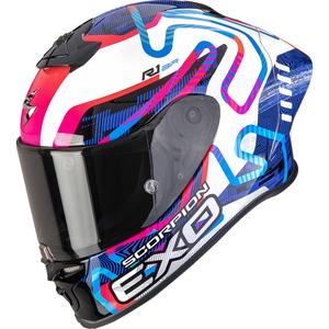 Scorpion EXO-R1 EVO II Air Cornering integraal motorhelm wit-blauw-roze