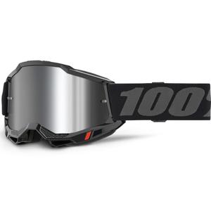Motorcrossbril 100% Accuri 2 Zwart zwart met zilver plexiglas