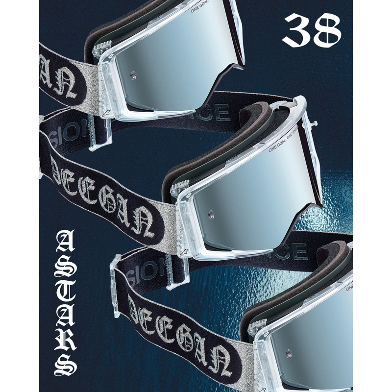 Alpinestars Supertech Vision DNGR38 XXV crossbril zwart-zilver met spiegelend zilver plexiglas