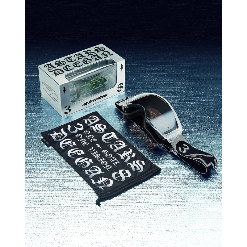 Alpinestars Supertech Vision DNGR38 XXV crossbril zwart-zilver met spiegelend zilver plexiglas