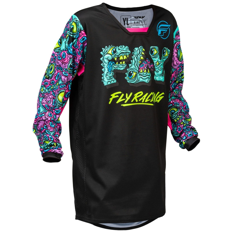 Kindercrossshirt FLY Racing KINETIC MUTANT zwart-multicolor