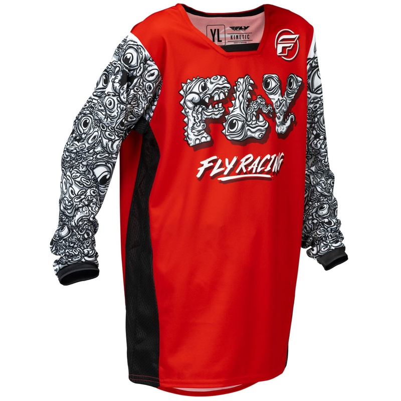Kindercrossshirt FLY Racing KINETIC MUTANT rood-wit-zwart