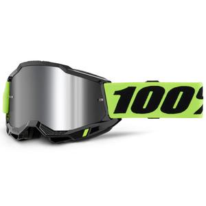 Motorcrossbril 100% Accuri 2 fluo geel met zilver plexiglas