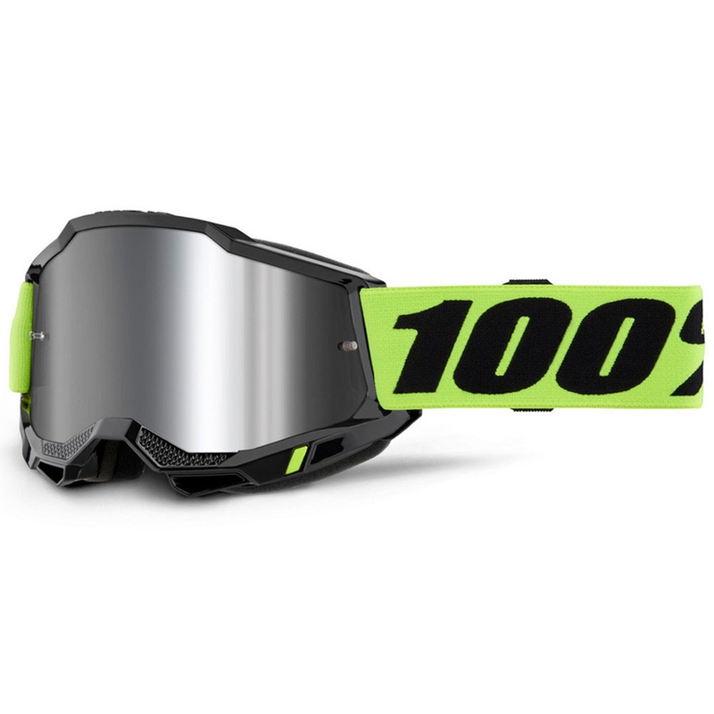 Motorcrossbril 100% Accuri 2 fluo geel met zilver plexiglas