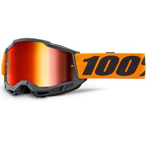 Motorcrossbril 100% Accuri 2 oranje met rood plexiglas