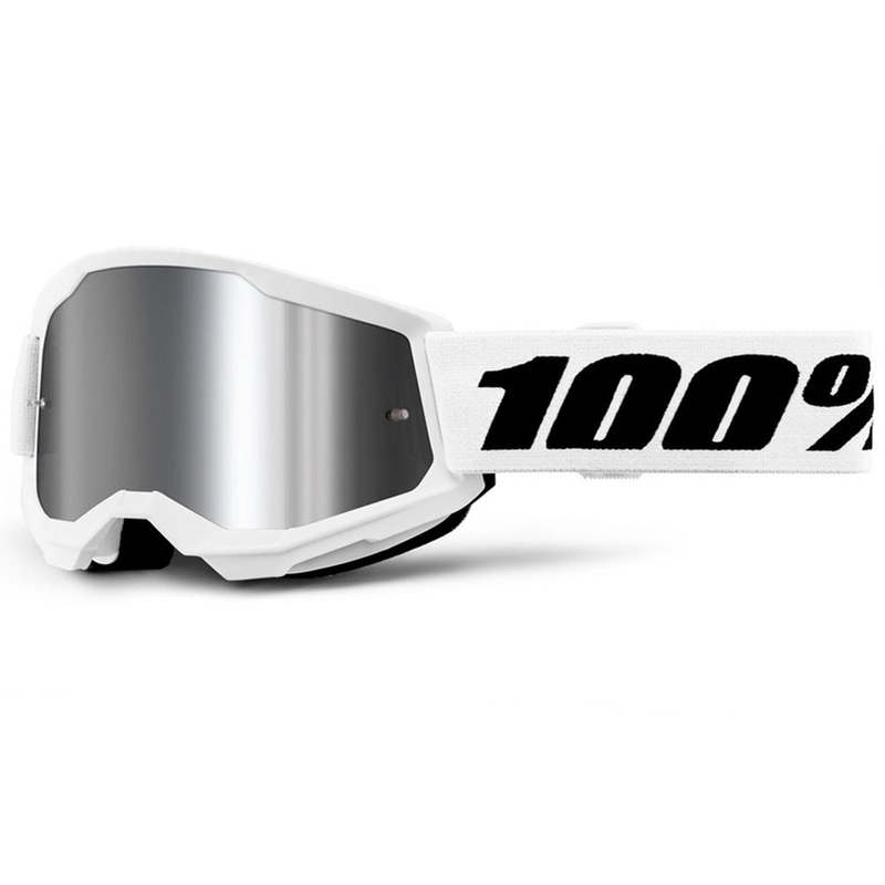 Kindercrossbril 100% STRATA 2 wit met zilverkleurig plexiglas