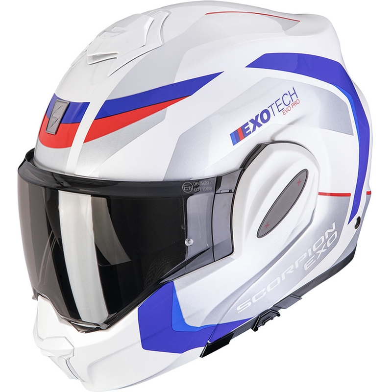 Scorpion EXO-TECH EVO PRO Accuti opklapbare motorhelm wit-blauw-rood