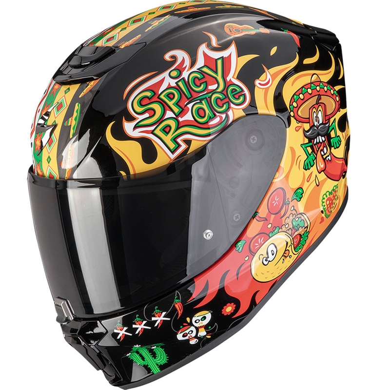 Scorpion EXO-JNR Air Yucatan kindermotorhelm zwart-geel-rood