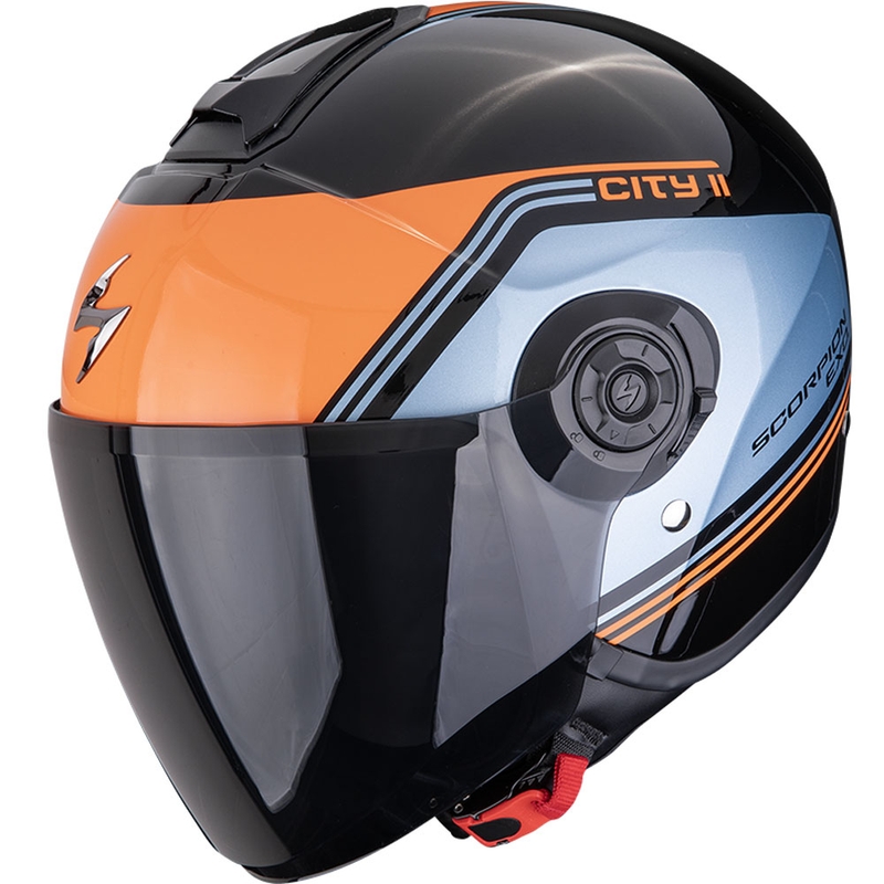 Scorpion EXO-CITY II Vita open face motorhelm zwart-blauw-oranje