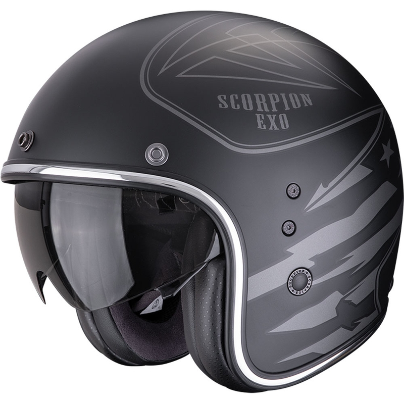 Scorpion Belfast Dawg Open Face Motorhelm Mat Zwart-Zilver