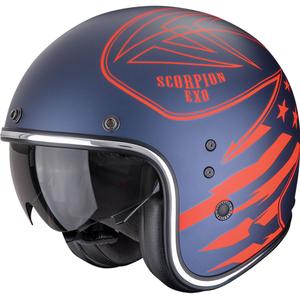 Scorpion Belfast Dawg Open Face Motorhelm Mat Blauw-Rood