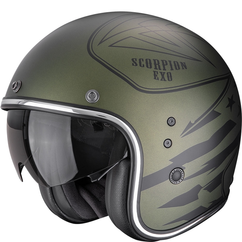 Scorpion Belfast Dawg Open Face Motorhelm Matgroen