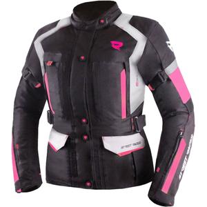 Dames motorjack Street Racer Hilax zwart-grijs-roze