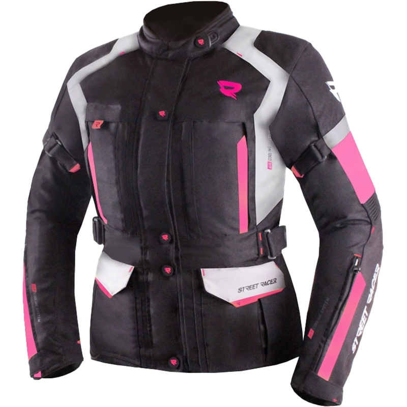 Dames motorjas Street Racer Hilax zwart-grijs-roze