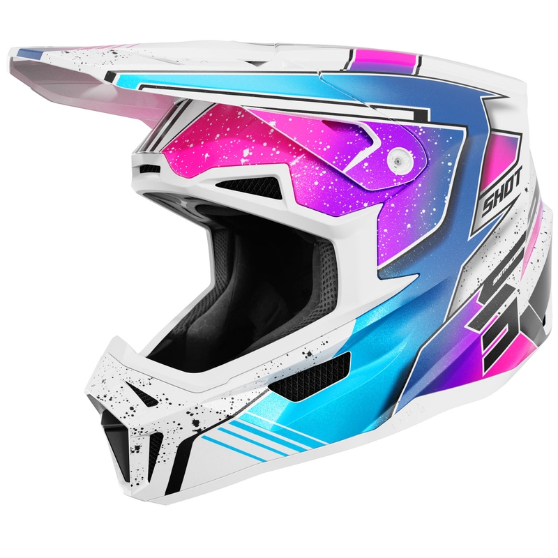 Motocrosshelm Shot Lite Racing parelwit-roze